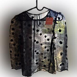 NAF NAF Black Floral Lace Blouse